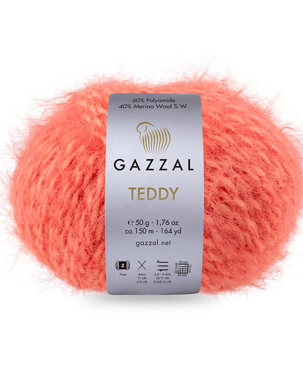 Gazzal Teddy 40% merino vilna superwash 60% poliamidas 50gr/150m