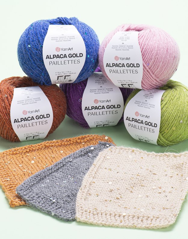 YarnArt Alpaca Gold Paillettes 20% alpaka 5% Poliesteris 75% akrilanas 50 gr/180 m