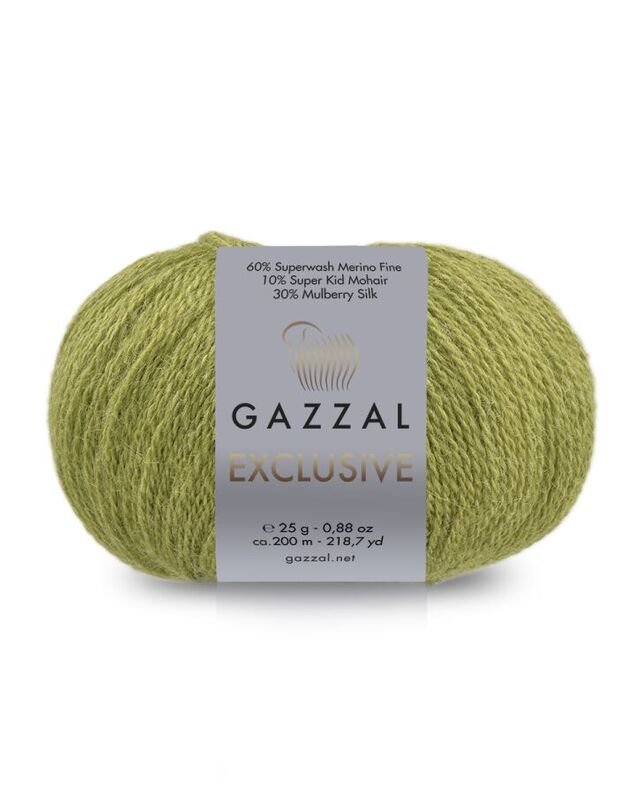 Gazzal EXCLUSIVE 60% superwash merino, 10% super kid mohair 30 % šilkas 25gr/200m
