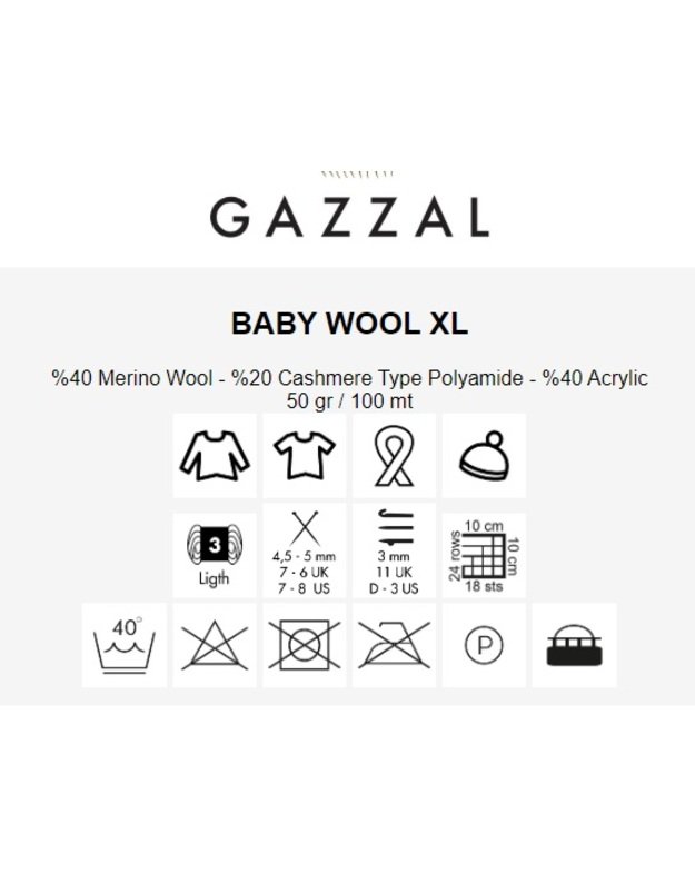 GAZZAL BABY WOOL XL 821 ryški salotinė