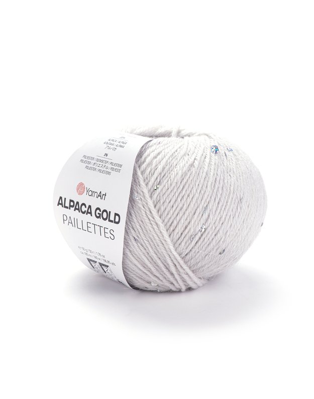 YARNART ALPACA GOLD PAILLETTES 9303 šviesiai pilka