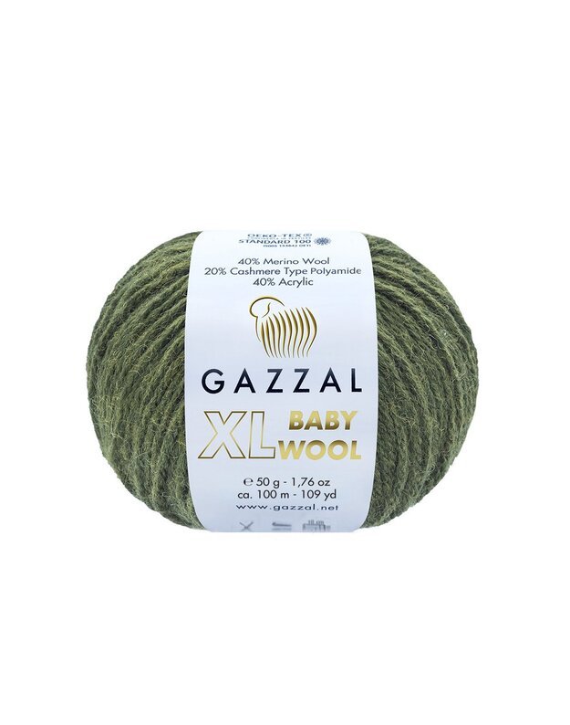 GAZZAL BABY WOOL XL 840 tamssiai žalia/haki