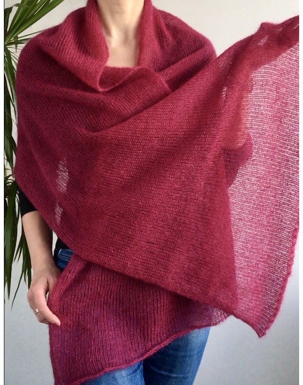 Megzta skraistė SIlk mohair tamsi rožė