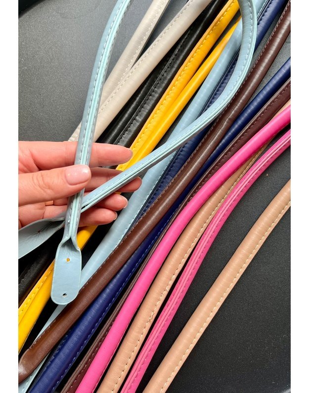 Minkštos  eko odos rankenos rankinei 65 cm , 2 vnt, RUDOS