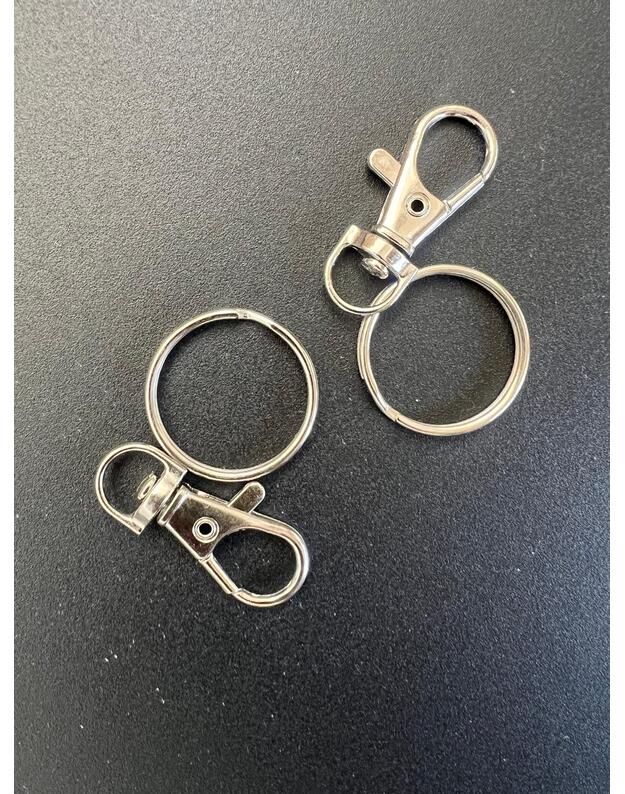 Metalinis karabinas su žiedu 10mm sidabro spalvos metalas, 1 vnt