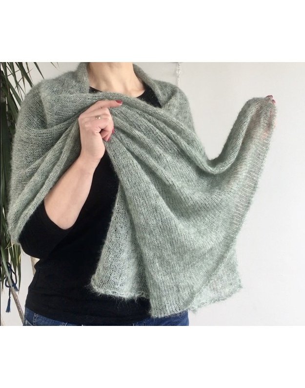 Megzta skraistė SIlk mohair šalavijų žalia