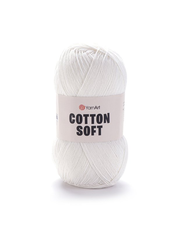 YarnArt Cotton Soft 01 pieno baltumo