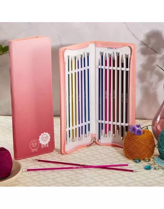 KnitPro ZING tiesių virbalų rinkinys, 25 cm, 11 porų