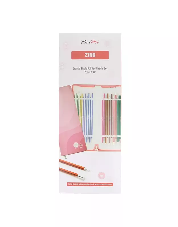 KnitPro ZING tiesių virbalų rinkinys, 25 cm, 11 porų 1
