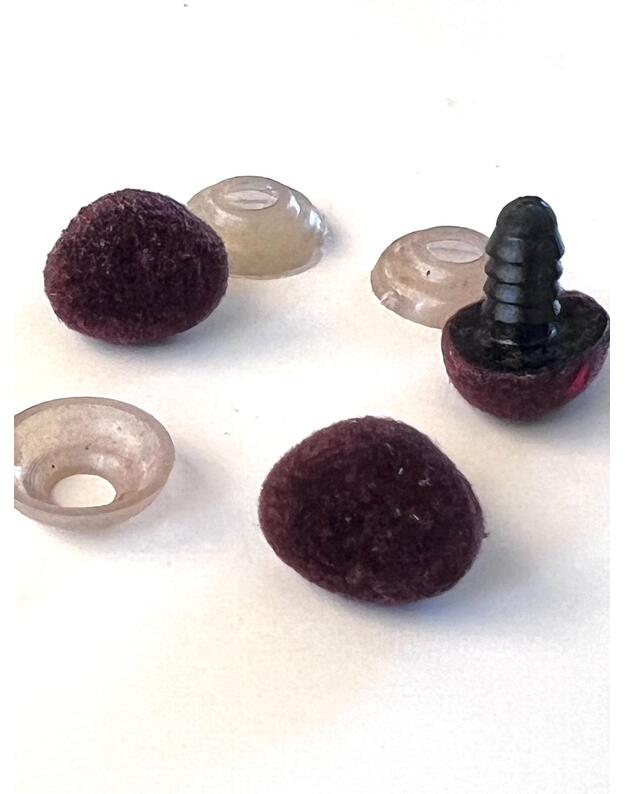 Saugios velvetinės nosytės žaislams trikampinės RUDOS