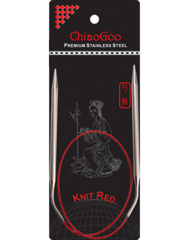 ChiaoGoo KNIT RED ergonominiai virbalai su valu 60 cm