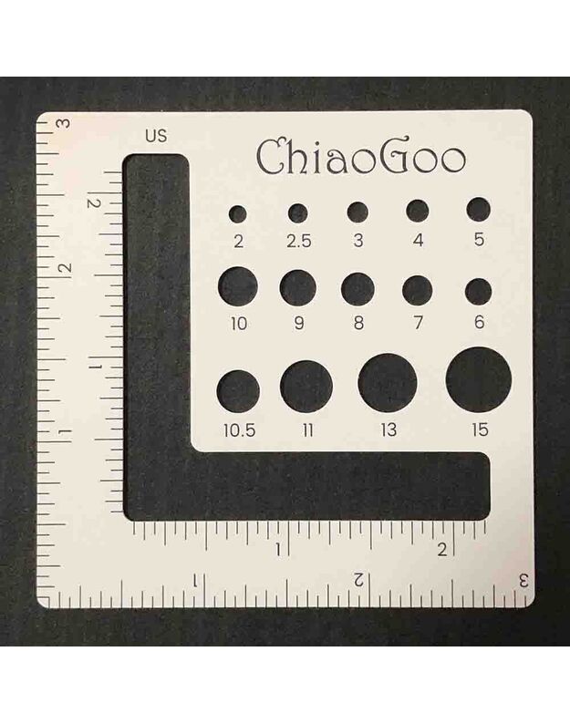 ChiaoGoo mezgėjos matuoklis ir liniuotė 7.5cm x 7.5 cm